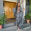 Special offer fashion digital printing loose robe with loosepants including bra and headscarf 4-piece set for african women