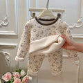 Pre-order: kids' fleece-lined thermal underwear set (ages 6-12) - girls' & boys' styles, trendy home wear, children's clothing