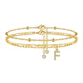 export hot-selling 26-letter anklet, zircon letter anklet, minimalist fashion seed bead cuban double-layer anklet