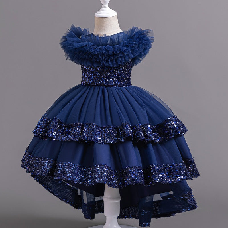 Performance costumes, wedding dresses, large tails, puffy mesh skirts, dresses, children's clothing, popular kids princess dresses for girls
