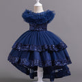Performance costumes, wedding dresses, large tails, puffy mesh skirts, dresses, children's clothing, popular kids princess dresses for girls