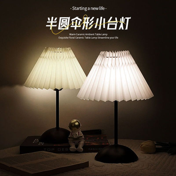 Nordic retro desk lamp residential dormitory bedroom sleeping bedside lamp atmosphere pleated remote control night light baby feeding