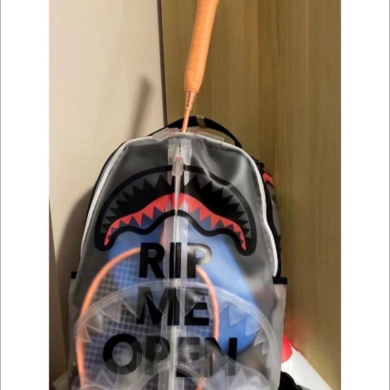 Sports Backpack SG Spoof Shark Spice Student Transparent Big Rong Trendy Backpack Leisure Travel School Bag