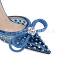 personalized high-heeled sandals bows rhinestone women's shoes stiletto pointed high heels fashion women's cross-border exclusive supply