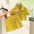 Girls' summer skirt set  new style chic & elegant mid-child casual short-sleeve skirt two-piece outfit