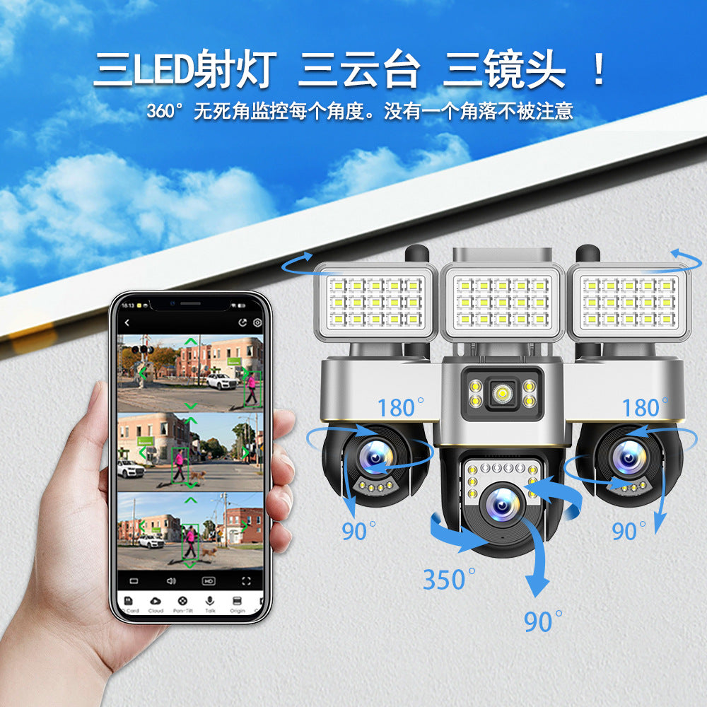 Cross-border three-gimbal three-eye camera   security night vision outdoor waterproof surveillance camera