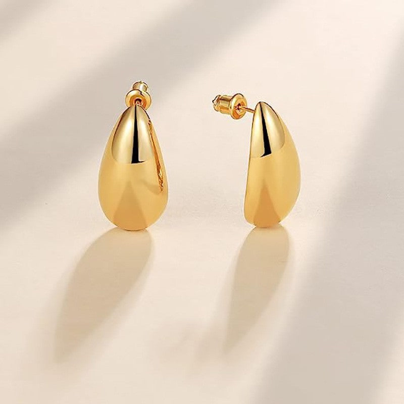 hot-selling electroplated 18k real gold melon seed earrings european and american fashion french new women's vintage earrings