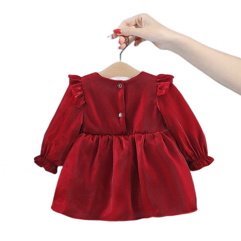 Girls' spring/autumn new korean style bowknot long-sleeve dress - princess style, chic and stylish skirt