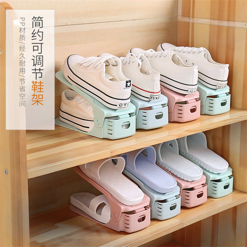 Storage shoe rack, shoe storage rack, simple and modern double-layer integrated adjustable household dormitory shoe bracket wholesale