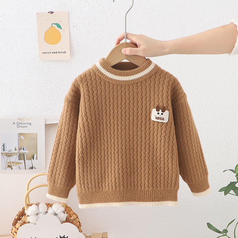 Kids' sweater  autumn/winter new collection: fleece-lined, extra thick knitwear for boys and girls