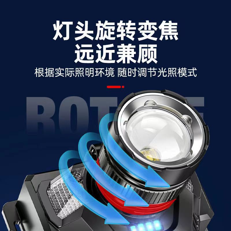 Induction headlight super bright flashlight rechargeable head-mounted field miner's lamp household long-range led night fishing light