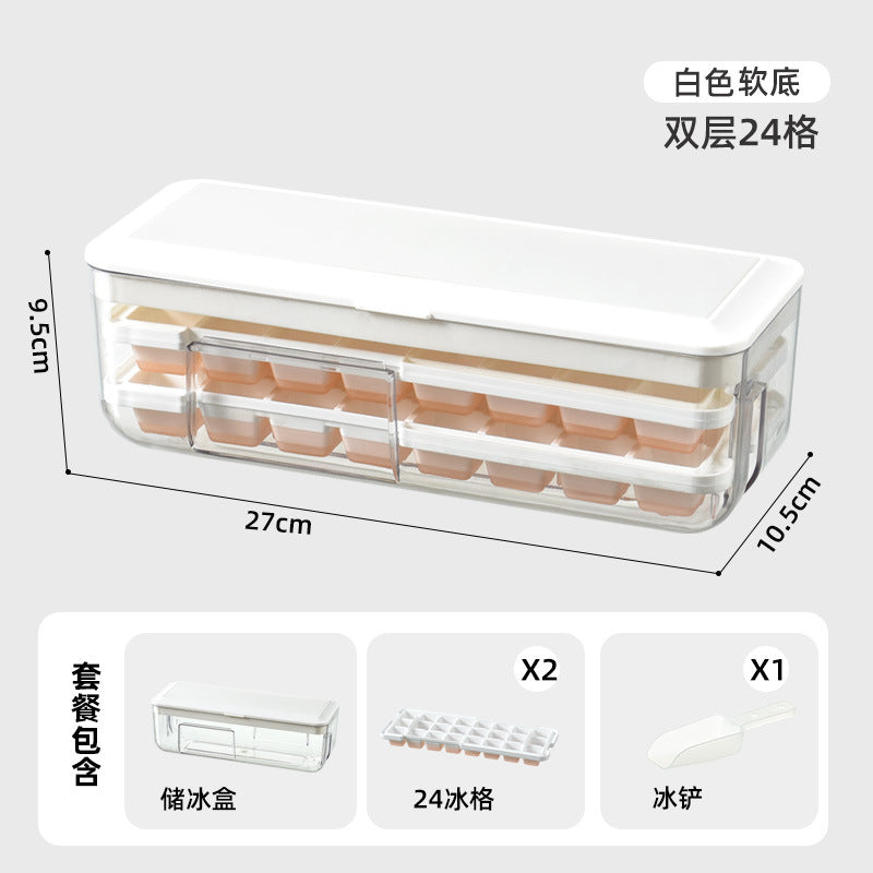 New push-button ice cube tray - easy release, home ice mold, ice storage, ice making box, ice cube maker, silicone ice tray