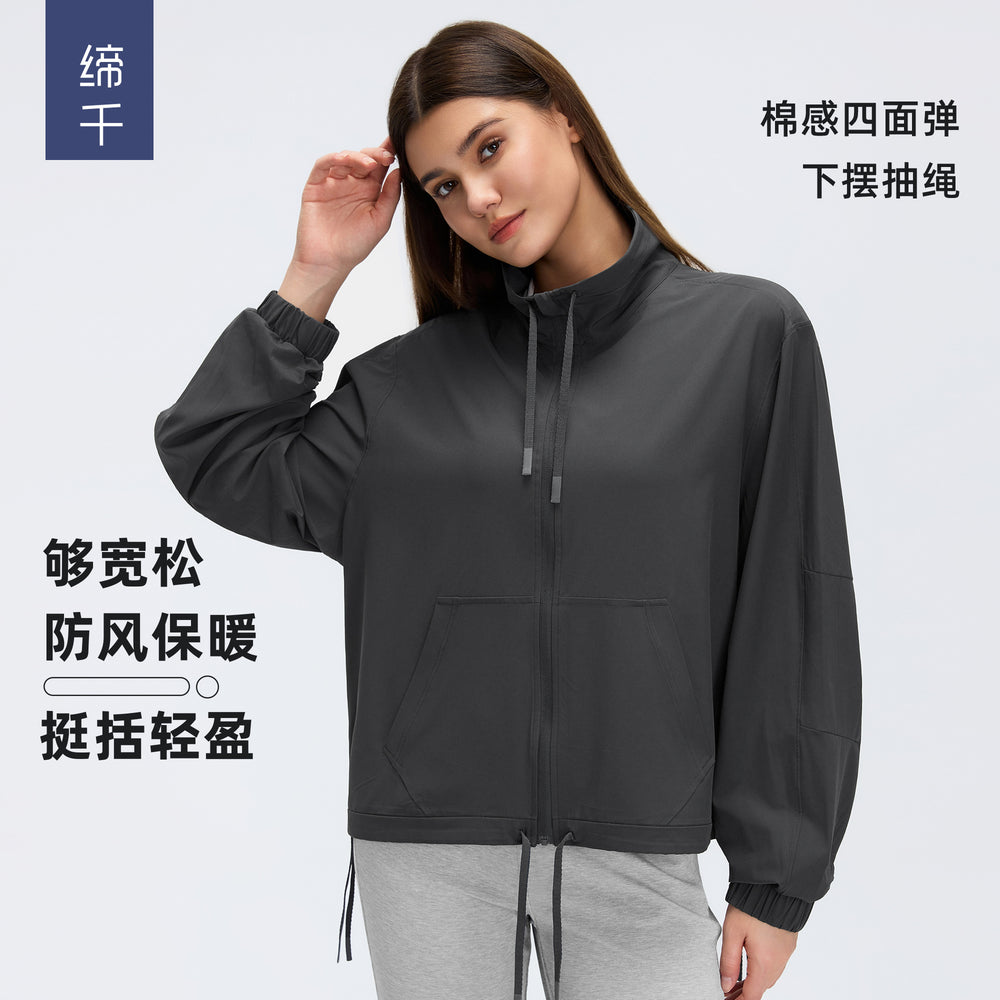 Spring new arrival: women's stand collar activewear top - relaxed fit, versatile long sleeve, perfect for sports and fitness (style d26005)