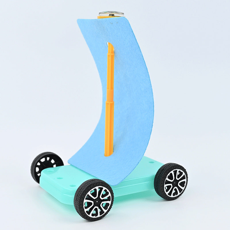Sailing car Wind-powered trolley Physical science Fun experiment Primary school students Technology small production Invention STEM maker