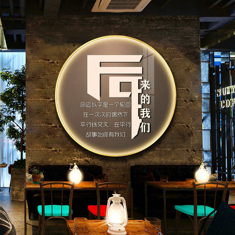 LED luminous bar hanging painting round neon light text KTV decorative painting barbecue hot pot restaurant restaurant box mural