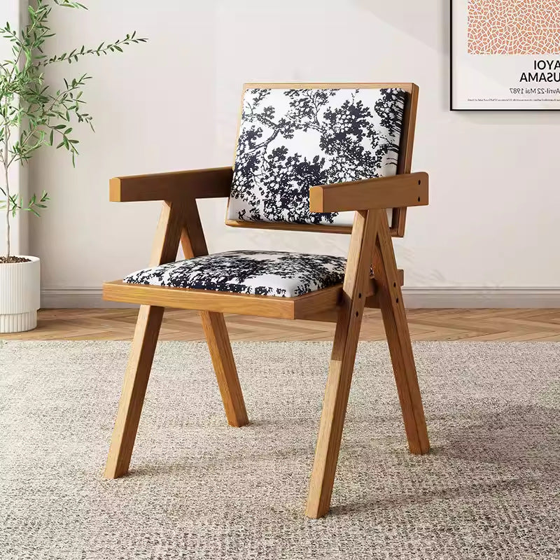 Used wabi-sabi style light luxury solid wood chair chandigarh home chair retro armchair stool high back dining chair