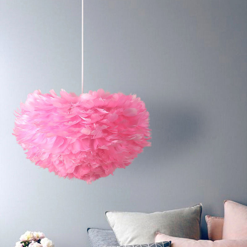Bedroom lamp feather chandelier modern warm romantic creative room Nordic ins Internet celebrity girl lighting feather lamp