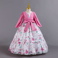 European and american new girls' chiffon floral princess dress - perfect for parties, piano performances, and evening events. kids' dress