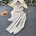 Light mature style vest high waist casualloose pants two-piece set women's summerclassy sense silmslimming look skirt suit