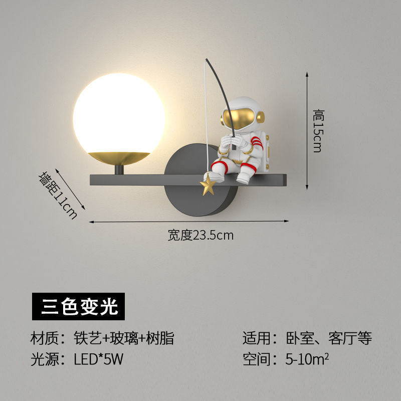 Wall lamp bedroom bedside wall lamp creative casual modern kids room moon astronaut living room popular wall lamp