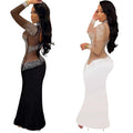 C7025 cross-border   independent station fashionfashion women's new hot diamond round neck dress length