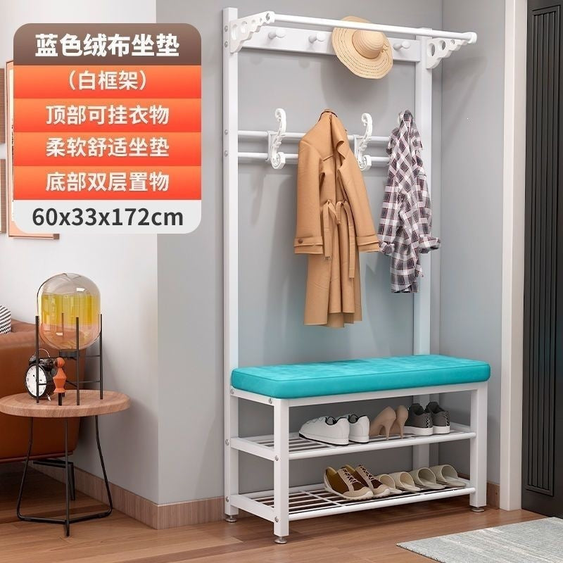 Simple shoe changing stool entrance door for home coat rack floor-standing entrance storage rack all-in-one foyer multifunctional coat rack