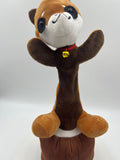 Rotating rod three brothers plush toy dog dancing interactive toy desktop ornament kids soundable doll wholesale
