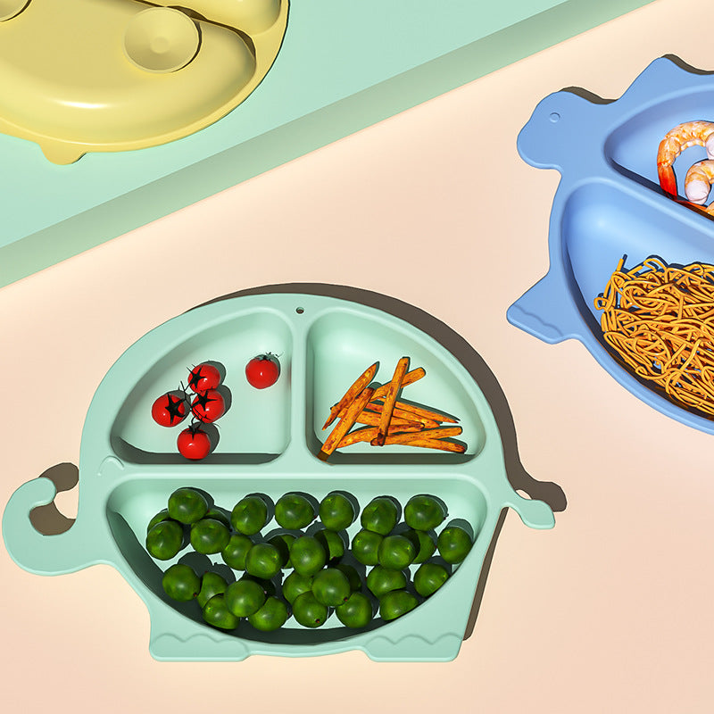 Children's silicone grid suction cup, dinner plate, integrated baby feeding, baby complementary food tableware, maternal and infant products customization