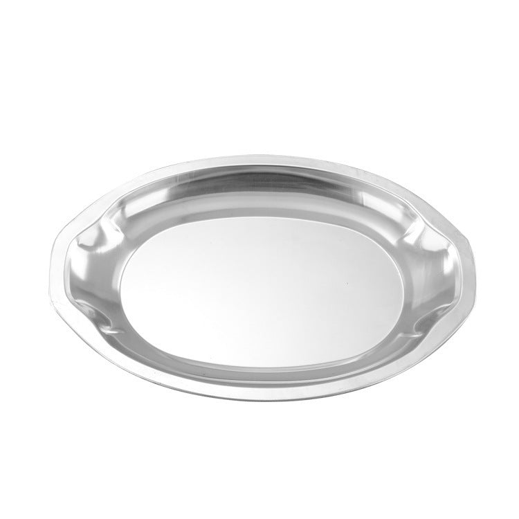 Stainless steel plate - home dinner plate, apricot blossom egg plate, oval fish plate, bbq plate, tray - premium & auspicious dinnerware