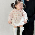 Summer infant romper dress set - baby girl sweet pink cartoon dress outfit