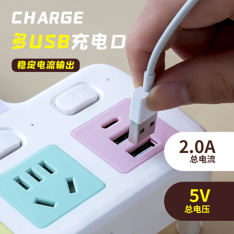 Colorful socket converter multi-function plug conversion for home with usb one to three multi-hole plug-in board