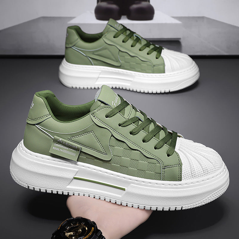 Shell toe white shoes men's hidden heel spring new arrivalstylishfashion sports casual trendy shoes easiest for matchthick sole sneakers