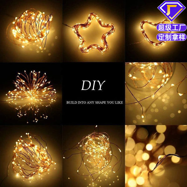 [Processing customization] Solar LED copper wire light string Outdoor waterproof light string Garden copper wire led lantern string