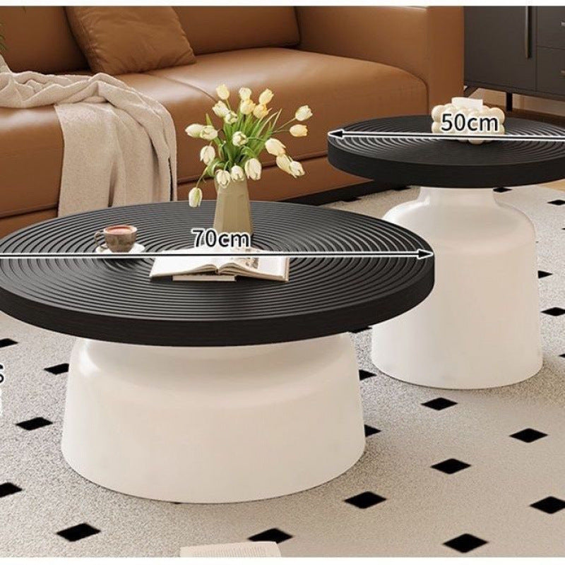 Wabi-sabi style coffee table, vintage-inspired living room coffee table, french retro designer piece, same style as seen in homes, small apartment round table