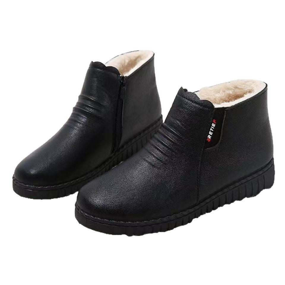 Winter slip-on fleece-lined cotton shoes heattech ladieswear shoes non-slipthickened cotton shoes for middle-aged and elderly people flatsnon-slip granny shoes