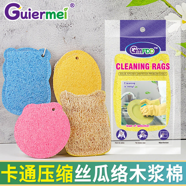 Loofah pulp cotton dishwashing sponge non-stick oil double-sided cleaning rag kitchen washing pot brush artifact scouring cloth