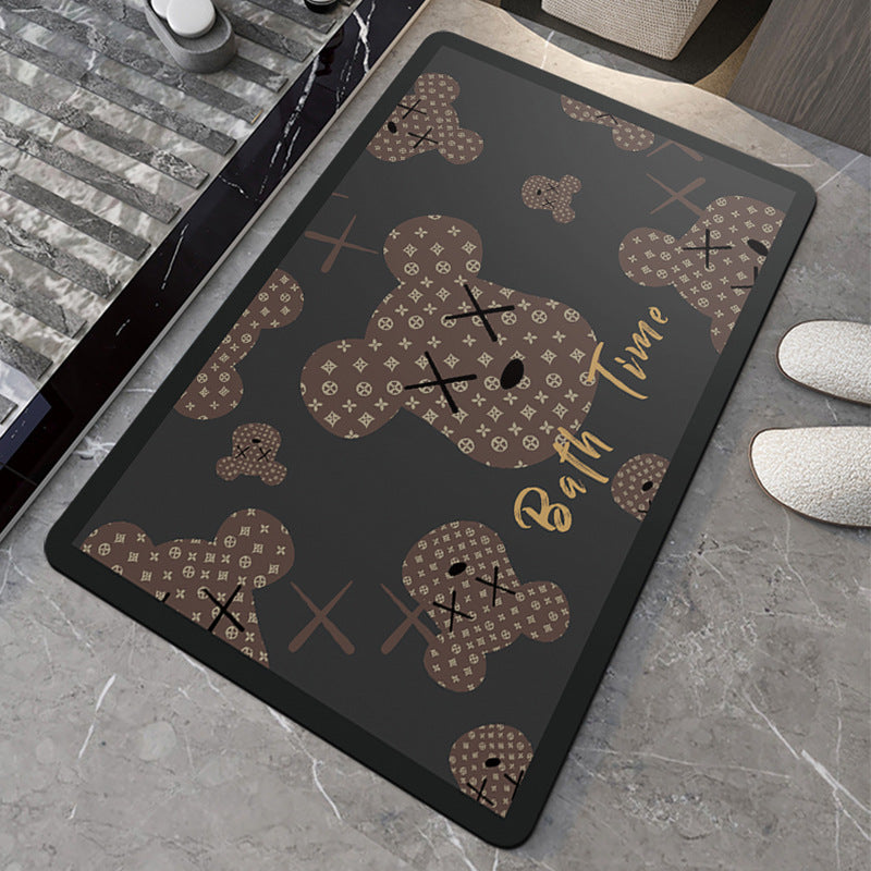 Soft diatom mud bathroom floor mat, quick-drying water absorption, non-slip door mat at the door of household toilet, shower room, toilet carpet