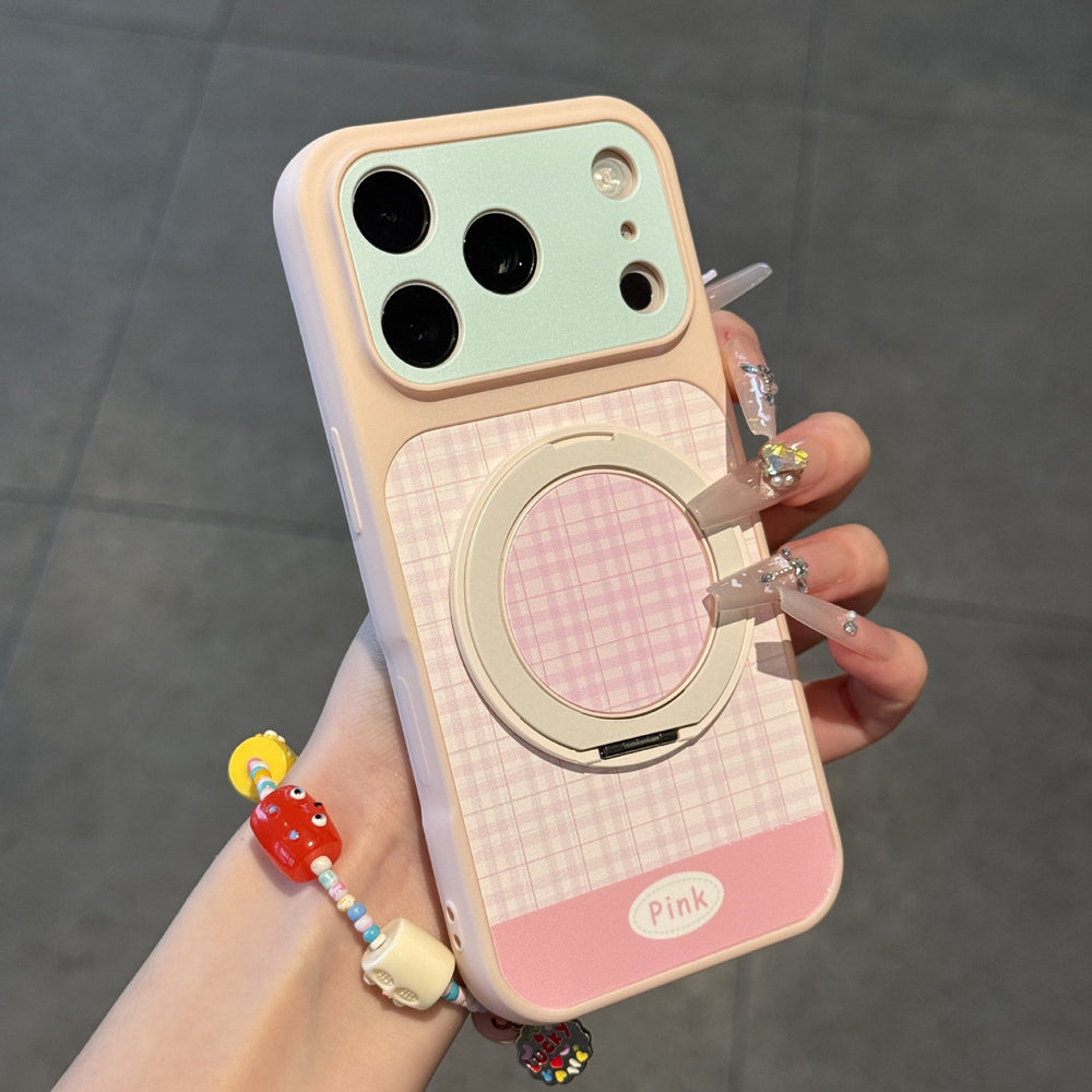 Suitable for instant change to apple 17promax large window mobile phone case contrasting color plaid iphone18 anti-fall protective case 15