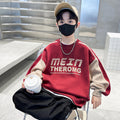 Boys' fall sweatshirt  new style: mid-to-large size kids' autumn/winter fleece-lined, thickened, cool & stylish autumn top