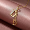fashion best selling copper inlaid zirconium letter necklace women's light luxury niche style easiest for match non-fading titanium steel clavicle chain jewelry