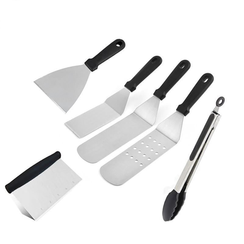 Cross-border stainless steel barbecue set, outdoor barbecue tools BBQ grill, cooking spatula, iron plate grill spatula, grill fork with fcm