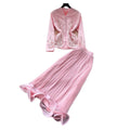 French chic v-neck embroidered jacket & high-waisted pleated skirt two-piece set - elegant & luxurious for spring/autumn