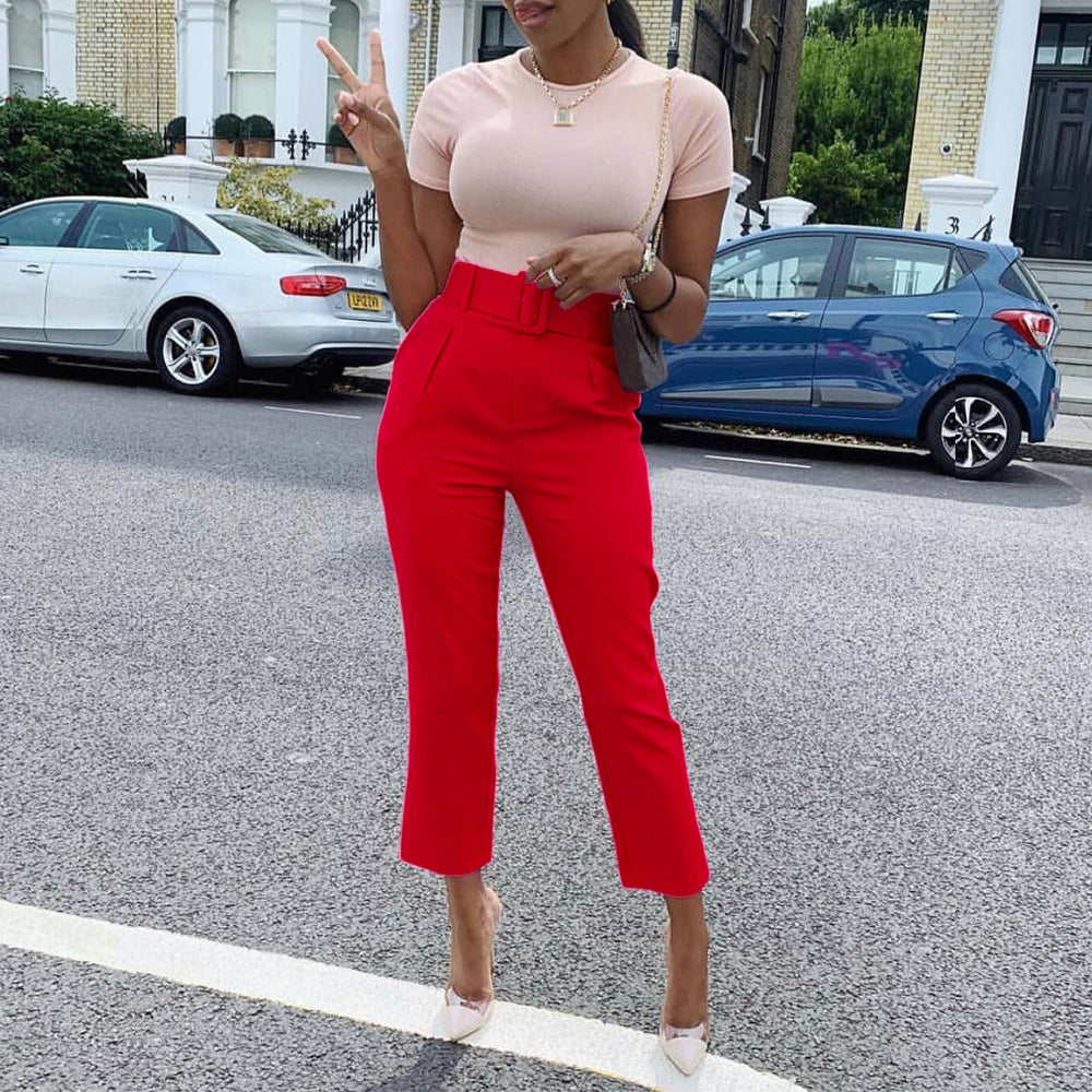 Independent station  spring new arrivaleleganteleganceol professional trousers slimming look skinny jeans pants african high waist casual pants