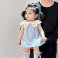 Summer girls' sweet princess dress, baby girl doll collar dress, lightweight infant outing cute cartoon dress