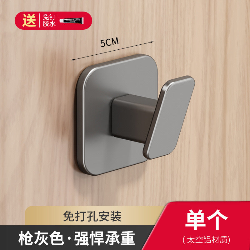 Over-the-door hook, no-drill wall mount hanger, heavy-duty adhesive, weight-bearing entryway coat hook, wall-mounted hook rack