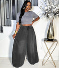 European and american style loose fit jeans - new women's casual streetwear wide leg pants with elastic waistband for  cross-border e-commerce