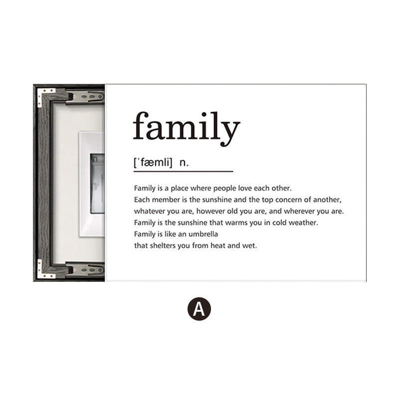 Black and white English letters meter box decorative painting empty switch blocking mural living room dining room distribution box hanging painting