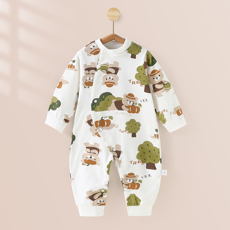Wholesale baby rompers - spring/autumn pure cotton newborn long sleeve crawling suit 0-2 years old sleepwear baby onesie autumn outfit