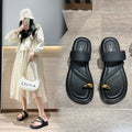 New women's closed-toe slides - summer korean style lazy slip-on fashionable flat sandals