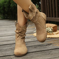 Exportfall and winter frosted suede pleated boots round toe flats sleeve boots retroknee socks western women's boots plus size